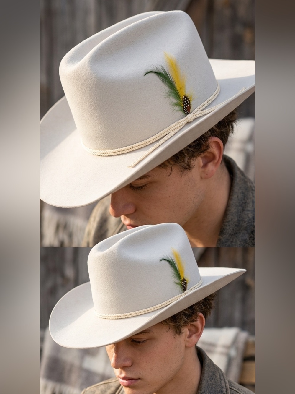 Vintage Smithbilt Calgary White Hat Cowboy Felt Size 7 1/2 Red Satin Lining